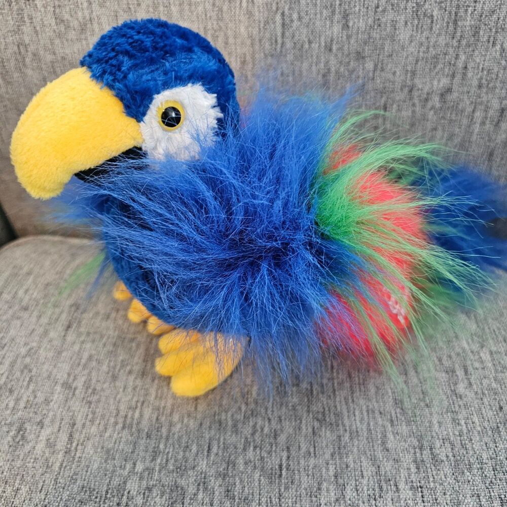 ​Vintage 2005 Fiesta Kohair Blue Macaw Plush 7" - Fuzzy Parrot Stuffed Animal